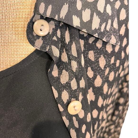 Vintage Silk Womens Blouse Animal Print Black Size M/L Fall - Picture 6 of 8